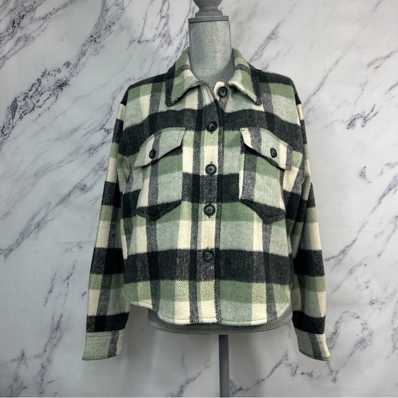 Joie | Green/Black Plaid Button-Down Shirt/Jacket | L - Picture 9 of 11